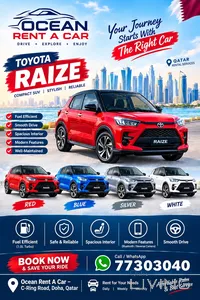 Toyota Raize 2026 - Red,Blue,White,Silver 5 Doors, Automatic Rental